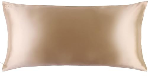 SLIP 22 Momme Seidenkissenbezug in 40 x 80cm im Petal Design - aus 100% Maulbeer Seide, mit Reißverschluss, atmungsaktiv, ideal für Allergiker, Karamell