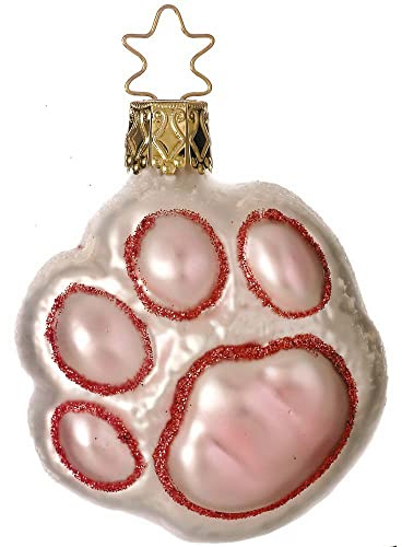 Inge-glas - Christbaumschmuck, Weihnachtsbaumschmuck - Pfötchen Rosa - Glas - Höhe 6,5 cm