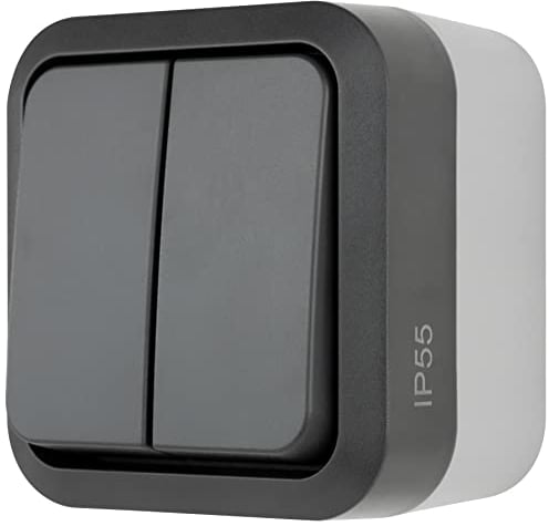 REV - AquaStorm, Serienschalter, Lichtschalter Feuchtraum IP55, einpolig, Aufputz, 230V, 10A, anthrazit