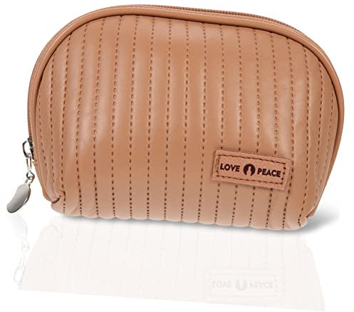 SHERCHPRY Makeup Tasche Tragbares Pu-Make-Up-Briefpapier Leichte Aufbewahrung Kaffee Kleiner Organizer Reißverschlusstasche Kulturbeutel Lederetui Behälter Handtasche Beutelhalter Waschen