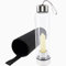 soulnioi Healing Crystal Glass Water Bottle Stainless Steel Water Bottle with Changeable Natural Crystal Point Center, with Black Protective Cup Cover, Energy Cup Gifts for Friends (Citrine)