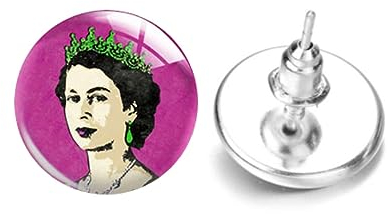 Queen Elizabeth II Britische Monarch-Ohrringe, erhältlich in Clip-on-Ohrsteckern und Tropfenstilen, für Damen und Mädchen, 1.2 cm , Edelstahl
