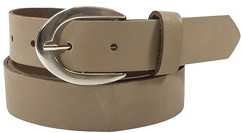 fashionchimp Basic Damengürtel aus 100% echtem Leder, glänzende Gürtel-Schließe, Breite ca. 2,8cm, Made In Germany (Taupe-Althea, 110/BW95)