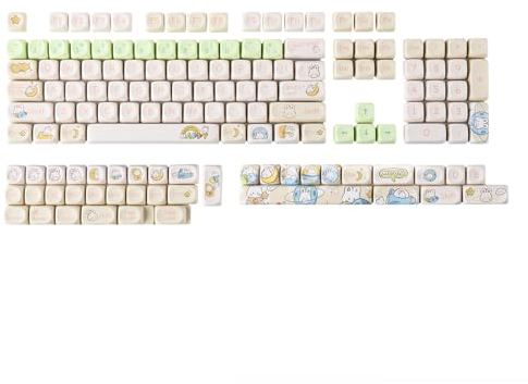 EPOMAKER Starry Bunny MOA Profile Keycaps set 143 Keys PBT Keycaps Dye Sublimation for MX Switch Gaming Mechanical Keyboard Keycap for ANSI layout (Starry Bunny)