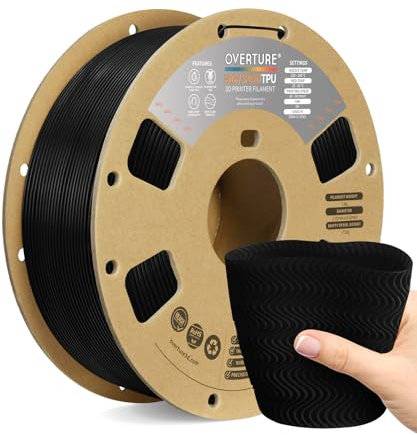 OVERTURE TPU High Speed Filament 1.75mm Flexible 95A TPU Roll, 3D Printer Filament,Dimensional Accuracy +/- 0.02 mm, Fit Most FDM Printer(HS TPU Black)