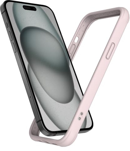K TOMOTO Flüssigsilikon Bumper Case Kompatibel mit iPhone 15, Kreiderosa | Liquid Silicone Rahmen Bumper Case [Stoßdämpfung] [Erhöhter Kantenschutz] [Fallschutz] [Seidige und weiche Haptik]