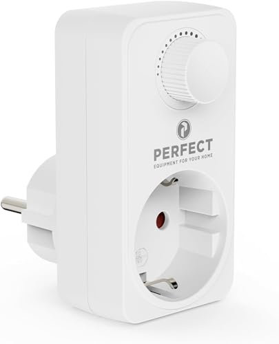Perfect Steckdosendimmer, Steckdose mit Dimmer für LED, Glührbirnen, Halogenlampen, dimmbare Leuchtmittel, mit Helligkeitsregler, weiß
