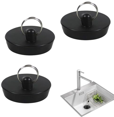 Tampões de Drenagem, 3 Piezas Tapones de Drenaje, Tapones de Drenaje de Goma, Tapones de Drenaje para Fregadero, Tapones para Fregadero con Ganchos, para Fregaderos de Cocina y Baño