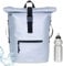 Rucksack Herren Plane Time Bag Kurierrucksack Roll-Top Fahrradrucksack Sport Fitness Damen 23 Liter A4 12821 + Flasche (Silver Titan Metallic 13074)