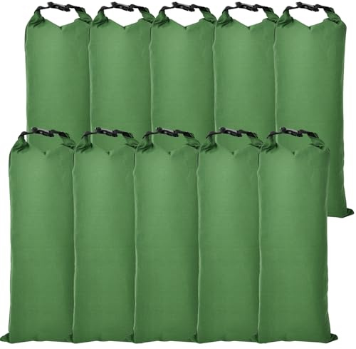 Citrine Garden 10Pcs Long Canvas Reusable Flooding Sandbags with Insert Buckle. Easy Handle Flood Protection Barrier for Home Door Window Basement Garage Floor Flood Control - 11x28