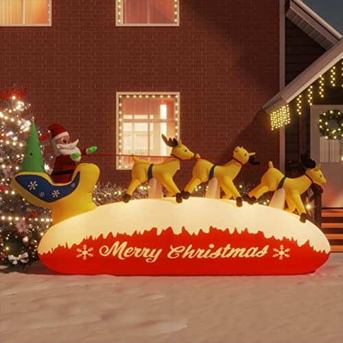 Aufblasbarer Weihnachtsmann mit Rentier, Chaduof Weihnachtsdorf Mit Beleuchtung, Weihnachtsmann Deko Außen, Aufblasbare Weihnachtsdeko, Aufblasbarer Weihnachtsmann, 145 cm