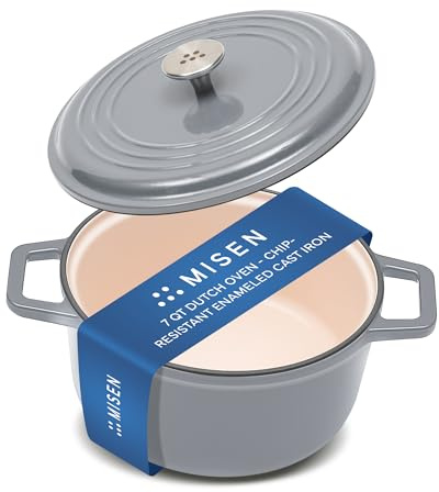 Misen 7QT Dutch Oven Traditional – Premium-Emaille-Beschichtung – doppelte und breite Griffe – langlebiger, großer Boden und induktionsgeeignetes Kochgeschirr – klassische Küchenutensilien für das