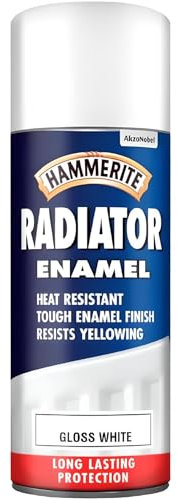 AMK® Hammerite Radiator Enamel Paint 400ml Aerosol Gloss White Tough Enamels Finish Lasting Protection From Rust and Corrosion Heat Resistant