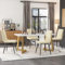 Ctastay Esstisch-Set mit 4 Stühlen 117×68 cm, Essgruppe mit 4 Stühlen aus Samt, Küchen-Esstisch für Zuhause & Familie, Gold Metall Tischbeine + 4 Beige Stühlen