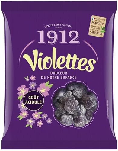 Violettes Bonbons Acidulés, Saveur Nostalgique de Notre Enfance 200g lot de 4