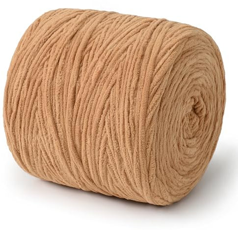 NOTIONSLAND Chunky Chenille Garn zum Stricken/Häkeln (Braun, 800g)