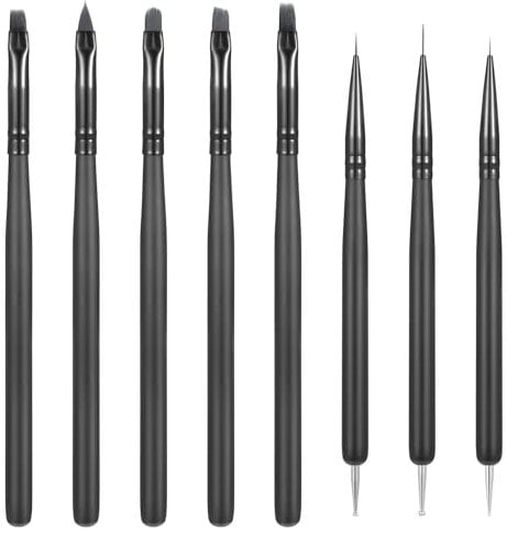 AOZUO 8 Pack Nail Dotting Tools, Nail Art Gel Polish Liner Brushes Nail Design Pen DIY Detail Brushes for Nail Extension, Long Lines, Thin Details, Fine Drawing, UV Gel Polish Painting