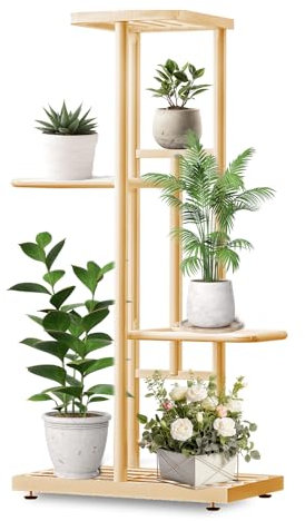 Sonew 4 Tier Plant Stand Indoor, Heavy Duty Metal Tiered Plant Shelf Flower Pots Rack for Outdoor Living Room Garden Patio (Gold)