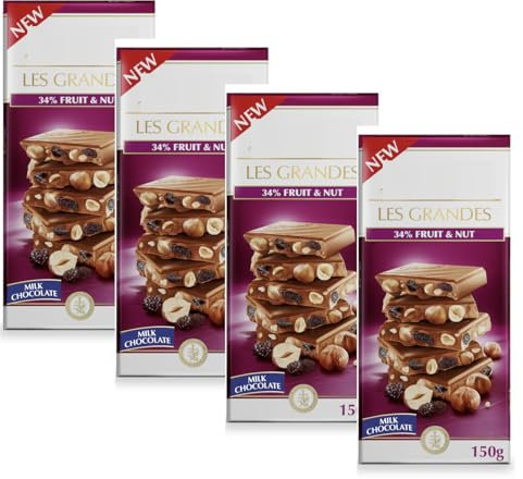 Lindtt Les Grandes Chocolate Bar with 34% Fruit & Nut 150g (4 Pack)