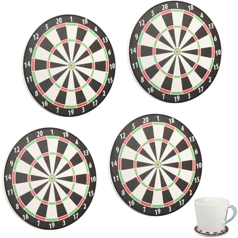 Flewdart 4pcs Dart untersetzer Keramik 10cm, Dart Geschenke für Dartspieler Männer, Dart-Geschenke, Dart Deko