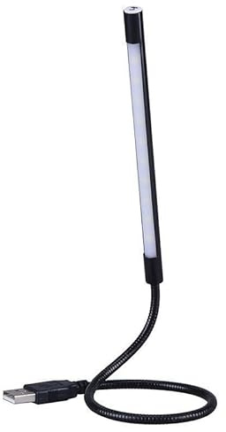 2 Lampade Da Lettura LED USB Con Collo Di Cigno Flessibile –Interruttore Di Luce Diretta Per Computer Portatile – Nero E Argento [Classe Di Efficienza Energetica F]