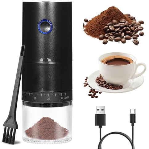 Electric Coffee Bean Grinder, Cordless Portable Coffee Grinder, Ceramic Grinding, 38 Gears Adjustable Settings, Long Battery Life Burr Coffee Grinder, Electric Grinder for Home Office Travel Camping
