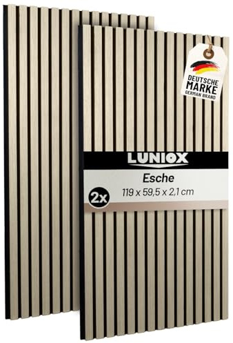 LUNIOX 4X Akustikpaneele Esche 119x59,5x2,1cm, Wandpaneele, Schallabsorber, Wandverkleidung, Schallschutz
