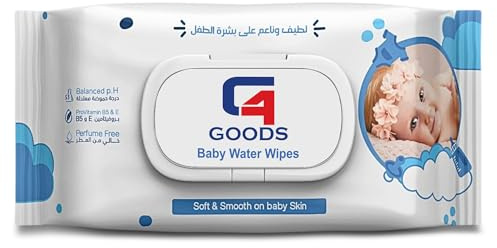 G4GOODS Baby Wipes (80 Counts - 1 Pack) 99% Water Wet Wipes, Unscented, Fragrance Free, Sensitive Cleans Cares Protects Soft and Gentle on New Born Babies' Skin