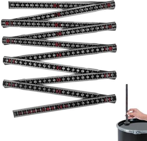 AOZUO Folding Oil Tank Level Gauge, 78/2m Portable 10-Fold Oil Tank Level Monitor, Durable Wooden Folding Fuel Tanks Ruler for Checking Accurate Fuel Levels Heating Oils and Deep Storage Tanks(Black)