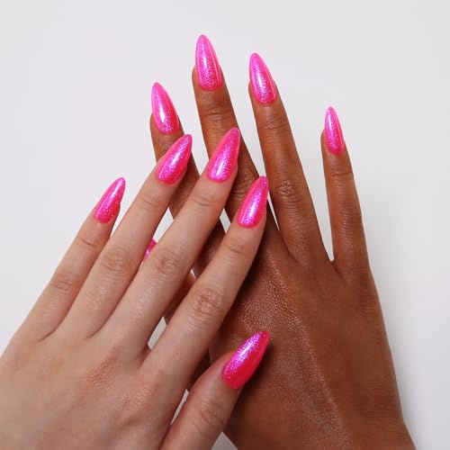 Firedeep 10ml Hema Free Glitter Gel Nail Polish Hot Pink Soak Off Gel Polish for Summer, Salon DIY at Home Gift for Women 1Pcs
