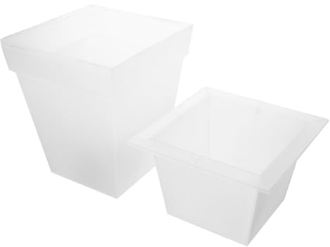 jojofuny Pot de Fleurs Lumineux Solaire Carré 4 LED, Étanche Ip44, Plastique Solide, Décoration pour Jardin et Fête en Extérieur