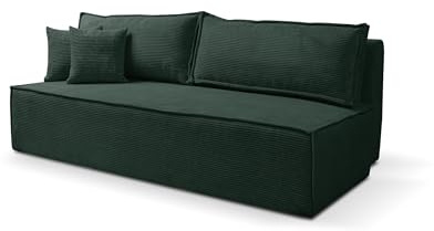 VENASI MÖBEL Schlafsofa Timo, Sofa mit Schlaffunktion und Bettkasten, Farbe: Grün, Cordstoff