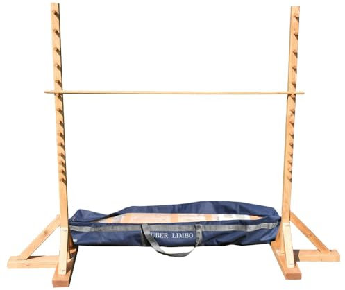 Uber Games Limbo tanzen Professional, MEGA Stabil - hochwertige, sehr stabile Limbo-Set, Limbo Spiel - Indoor Spass - in Luxus Tasche - Holz aus India - Komplett