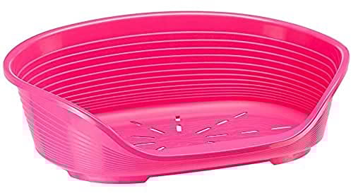 Ferplast Hundebett Katzenbett Kunststoff-Hundebett Medium Hundeliege waschbar Hundekorb atmungsaktiv rutschfest Siesta Deluxe, 62 x 41 x h 23,5 cm, Rose