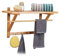 Relaxdays Wandgarderobe Bambus, Hutablage und Kleiderstange, Handtuchhalter mit Hakenleiste HBT 35 x 60 x 30 cm, natur