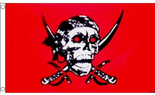 AZ FLAG Bandera Pirata Red Skull 150x90cm - Bandera con Calavera - Piratas 90 x 150 cm