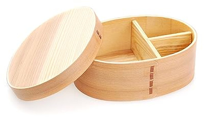 Miraclekoo Wooden Lunch Box Bento Box with Internal Separator Cryptomeria Wood Food Container by Miraclekoo