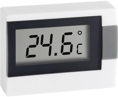 TFA Dostmann Digitales Thermometer, vielseitig einsetzbar, Innentemperatur, Raumklima, weiß, L 54 x B 16 (30) x H 39 mm