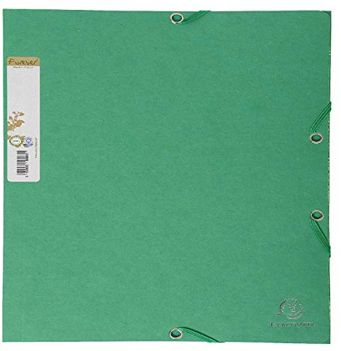 Exacompta 56983E 25er Pack Einschlagmappe Forever. Aus Recycling-Karton DIN A4 mit 2 Gummizügen, 3 Klappen und Rückenschild dunkelgrün zweifarbig Sammelmappe Dokumentenmappe Blauer Engel