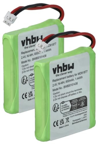 vhbw 2X Akku kompatibel mit BT Verve 450 | schnurlos Festnetz Telefon (600 mAh, 2,4 V, NiMH)