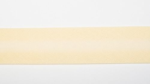 Jajasio Baumwoll Schrägband 25mm breit in 40 Farben, Einfassband Baumwolle Nahtband/Farbe: 02 - creme