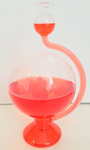 Barometer antiker Stil rund Wetterstation rund aus Glas zum hinstellen mit Wetterscala außen befüllt mit rotem destilliertem Wasser Messinstrument Goethe Barometer Größe ca. 11,5 x 20 cm