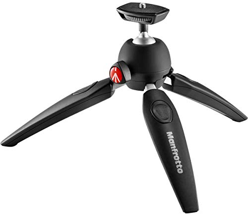 Manfrotto MTPIXIEVO-BK, PIXI EVO Mini Treppiede a 2 Sezioni per Fotocamere Mirrorless, Compatte, Reflex, Video, Dimensioni Compatte, Treppiede da Tavolo, Alluminio, Nero