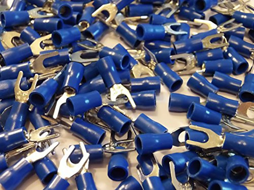 4.3 blue fork terminal crimp connector (for 4mm bolt or screw) 25 50 100 pack (100)
