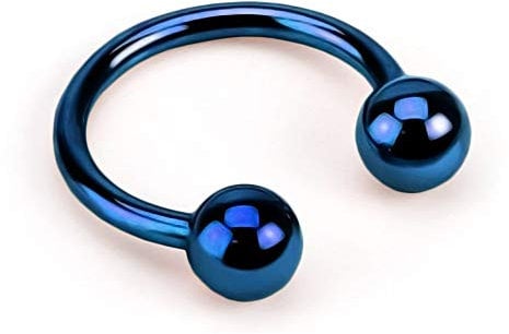 viva-adorno® Hufeisen Piercing Edelstahl Lippenpiercing Augenbrauenpiercing Z54, Blau, 1,2 x 6 x 3mm