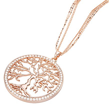 Piersando Damen Kette Halskette Lebensbaum Anhänger mit Strass Kristallen von Swarovski Elements Geschenke für Frauen Rosegold Rose Gold
