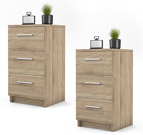 Vicco Nachttisch, Nachtkommode, Sonoma, 38 x 66 cm 2er Set