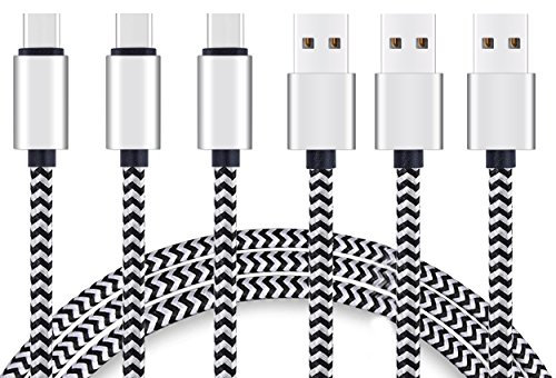 Ailun USB Type C Cable 3ft 3Pack High Speed Type-C to USB A Sync and Charging Nylon Braided Cable for Galaxy S22,Galaxy S21,Galaxy s20 and More Smartphone Tablets Silver BlackGrey NOT Micro USB