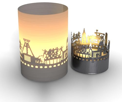 Bochum Skyline Tube T-Light Schattenspiel - Silhouette von Bochum in magischem Licht; ideales Souvenir & Wohnungsaccessoire für alle Bochum-Fans!