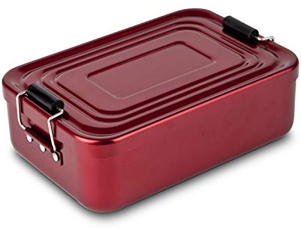 ROMINOX Geschenkartikel Lunchbox // Quadra verschiedene Varianten – hochwertige Aluminium Aufbewahrungsbox, praktisch und leicht, Proviantbox mit Dichtungsring (Rot glänzend, Medium)